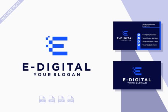 Initial Letter E Digital Technology Logo Design