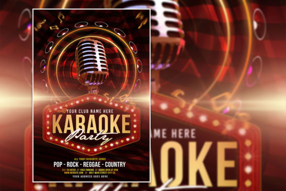 Red Black Karaoke Party Poster Template